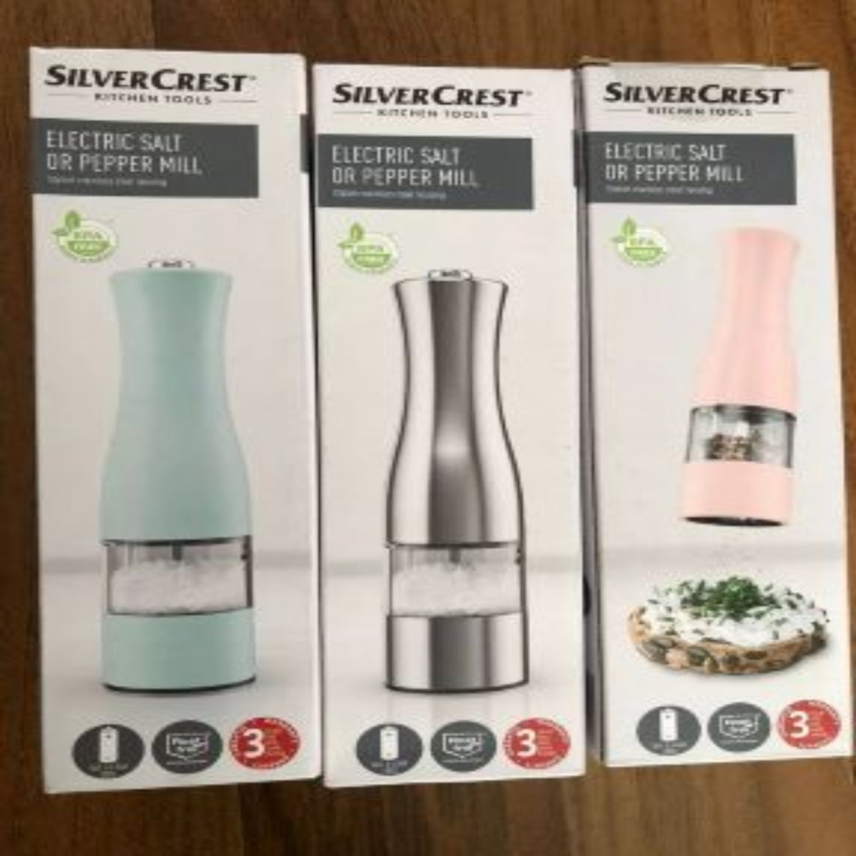 SILVER CREST, Electric/Manual Salt/ Pepper Mill Stylish S.Steel Housing, Vinegar