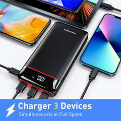 Portable Charger Power Bank 25000mAh, Fast Charging USB C with 3 Outputs & 2 Inputs & Flashlight, Ultra High Capacity External Battery Pack for Cell Phone Compatible with iPhone, Samsung, Android etc