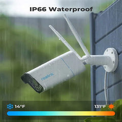 Reolink rlc 511wa 5mp wired and wifi camera with colour night vision two way audio 5× optial zoom box pack with complete accessories