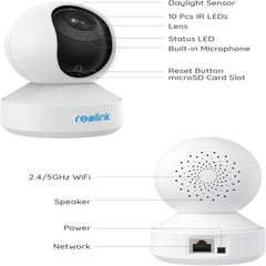 REOLINK E1  Indoor Security Camera, 2.4/5GHz Dual Band WiFi, 5MP Plug-in Pet Camera, 360 Degree Baby/Dog Monitor , Auto Tracking, Person/Pet Detection,5V/2A DC,WITHOUT BOX