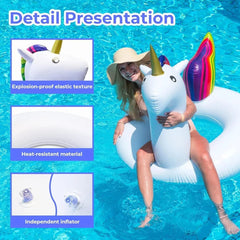 Giant Unicorn Pool Float, Inflatable Unicorn Pool Float Swimming Ring for Adults Summer Beach Pool Inflatable Floats Party (175cm*120cm)