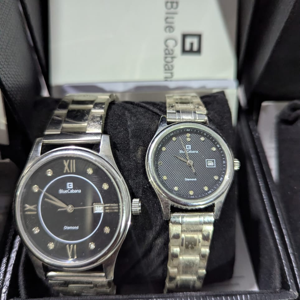 Blue Cabana Diamond Edition couple watch ⌚ (black dial)